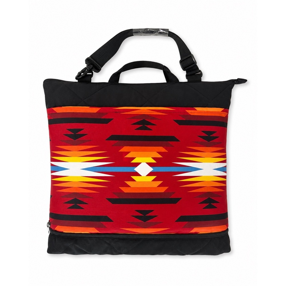 Pendleton Outdoor Packable Blanket Red Southwestern Geometric 60x72 Tote Strap - Picture 2 of 4